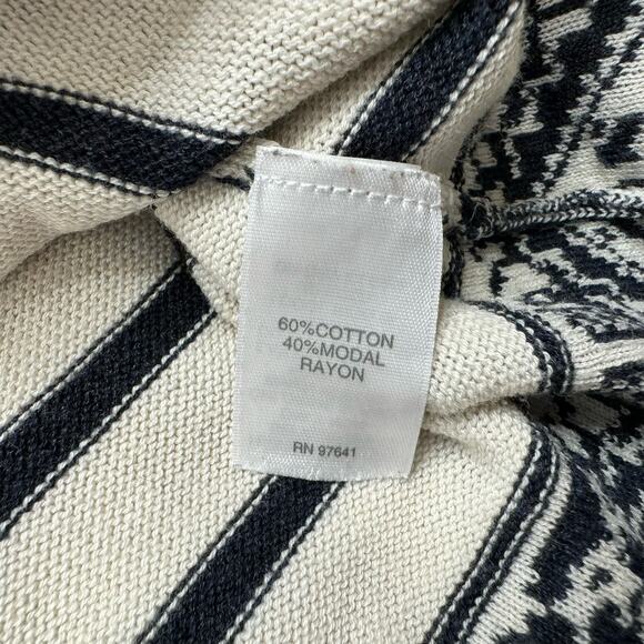 J.JILL Cream & Navy Blue Stripe Decorative Trim Knit Top Long Sleeve Size Small - Picture 7 of 10